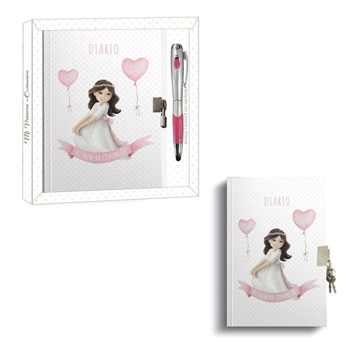 DIARIO COMUNION NIÑA BANDEROLA+BOLIGRAFO MU