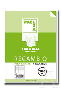 RECAMBIO A4 100H 100GR CUADRO 4MM 4 TALADRO