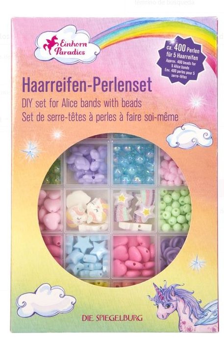JUEGO HAZ TU DIADEMA CON PERLAS UNICORNIO