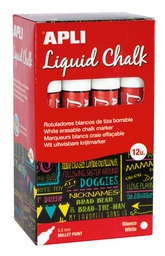 ROTULADOR TIZA LIQUIDA PUNTA REDONDA 5,5 MM BLANCO 12 UNID.
