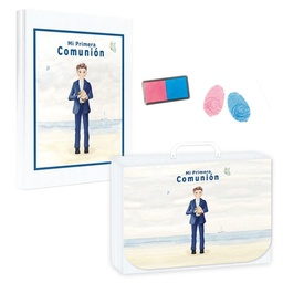 [9788412749779] LIBRO COMUNION HUELLAS NIÑO PLAYA 29X24 CM